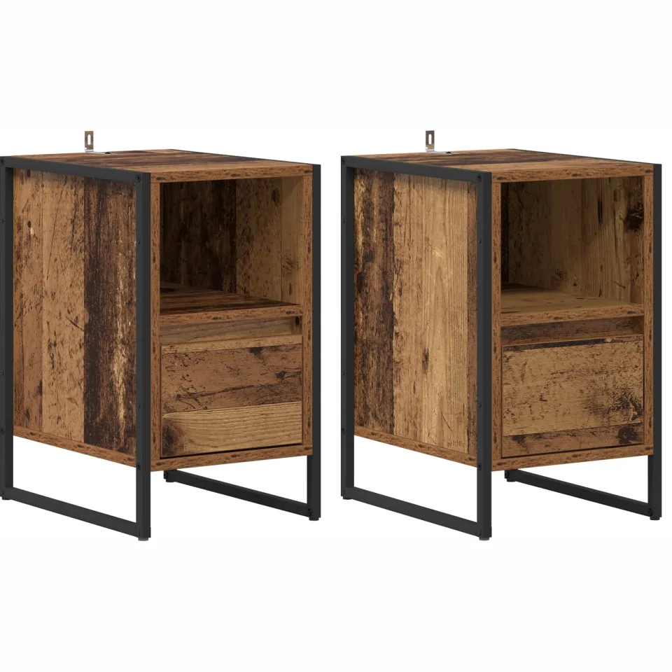 vidaXL Nachtkastje 2 st Oud Hout 39,5 x 30 x 50 cm Bewerkt hout bruin, foto 3