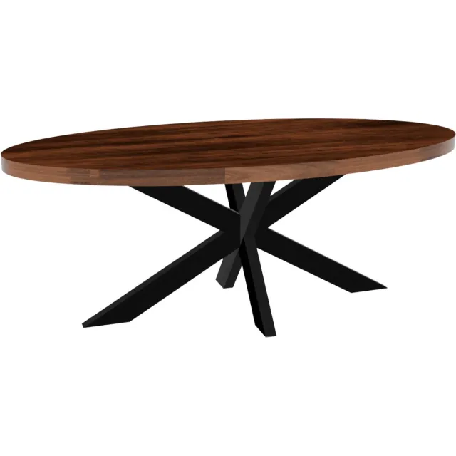 Lizzely Garden & Living Eettafel ovaal mangohout 200cm James bruin ovale industriële tafel duurzaam mango eetkamertafel