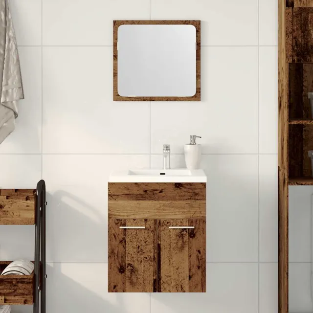 vidaXL 2-delige Badkamermeubelset bewerkt hout oud houtkleurig bruin, foto 2