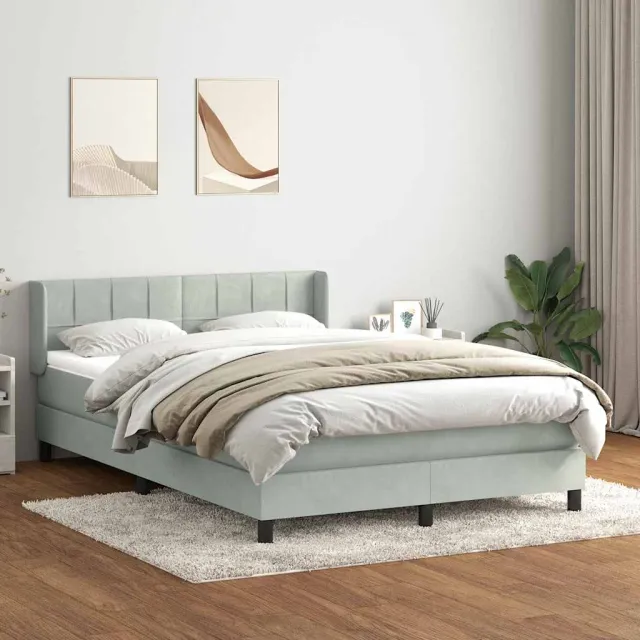 vidaXL Boxspring met matras fluweel lichtgrijs 160x210 cm grijs