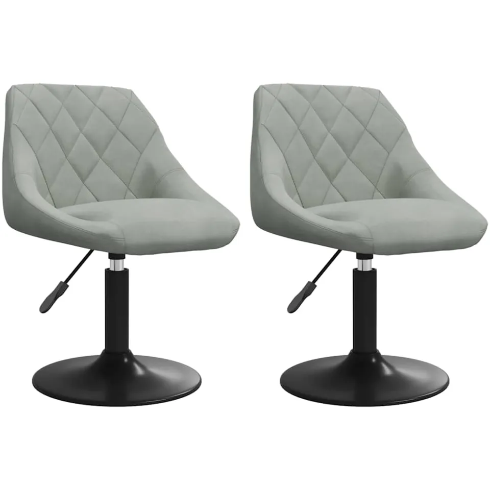 vidaXL Eetkamerstoelen draaibaar 2 st fluweel lichtgrijs grijs, foto 3