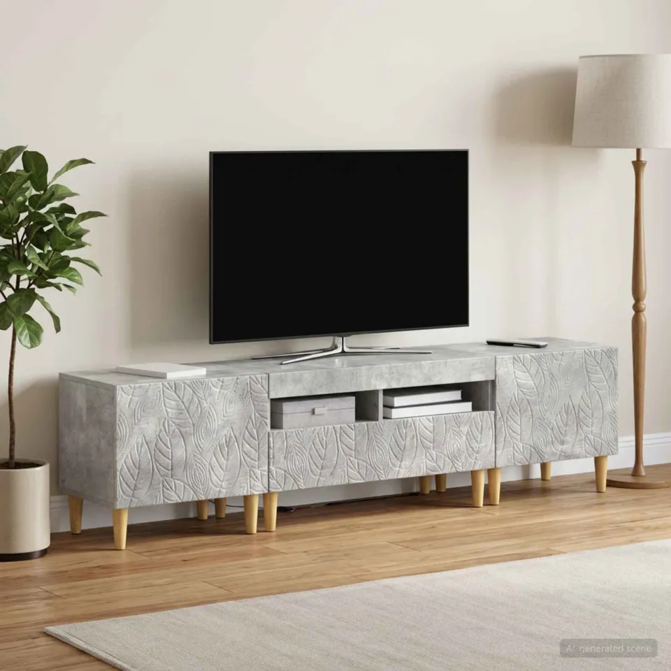 vidaXL 3-delige LED TV-kast DELFT Betongrijs Bewerkt hout grijs, foto 3