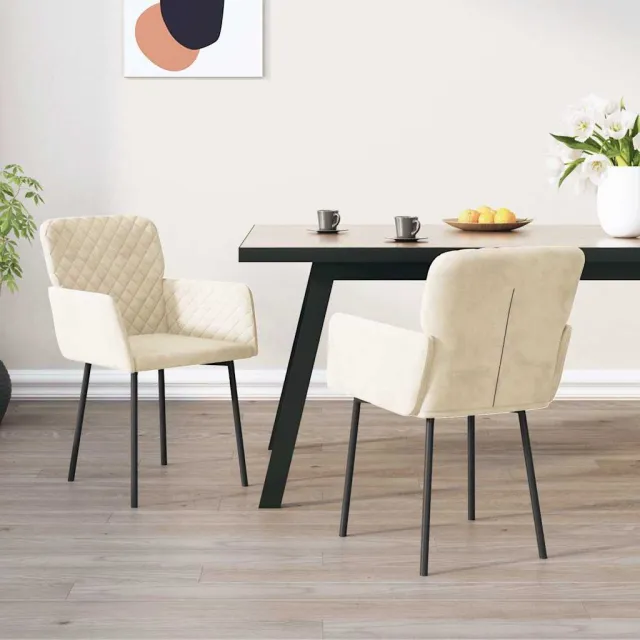 vidaXL Eetkamerstoelen 2 st fluweel crèmekleurig