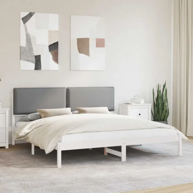 vidaXL Bedframe met Gevoerd Hoofdgedeelte Lichtgrijs 180 x 200 cm