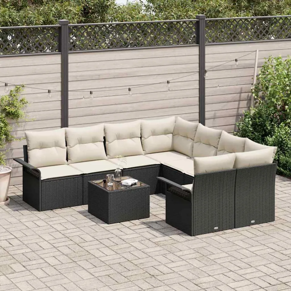vidaXL Tuin Sofa Set 9 st Zwart poly rattan, foto 3