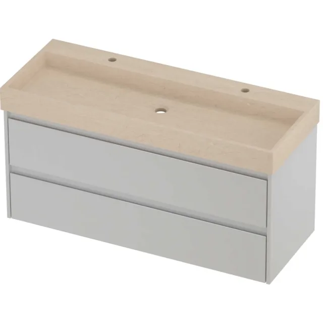 Proline Evoli Badmeubelset Hardsteen Loft Centraal 120x46x62 cm Sand Stone Glans Wit