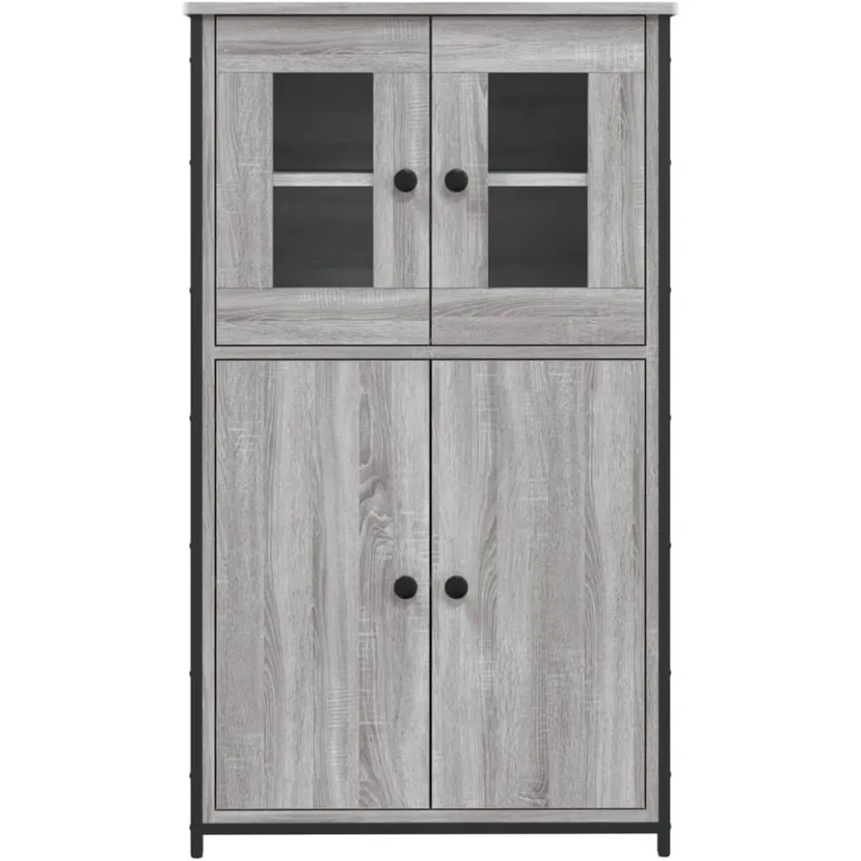 vidaXL Hoge kast 62x32x106,5 cm bewerkt hout grijs sonoma