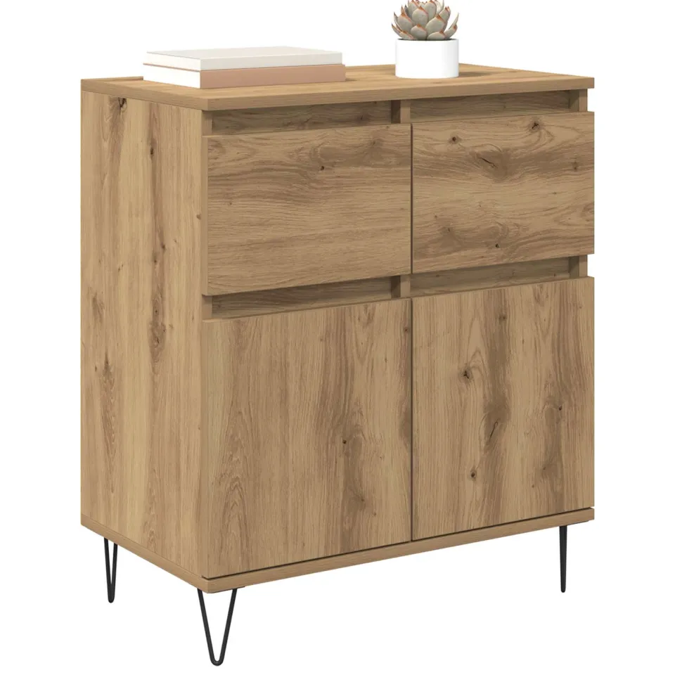 vidaXL Dressoir Artisan Eiken 60 x 35 x 70 cm Gemonteerd hout en ijzer Bruin