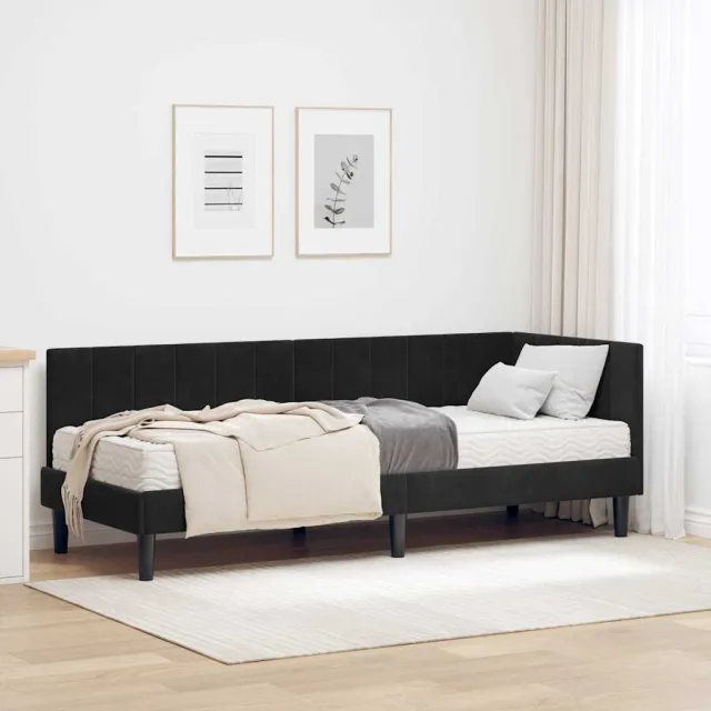 vidaXL Hoekbedframe met Matras 2 st Zwart 80 x 200 cm Fluweel