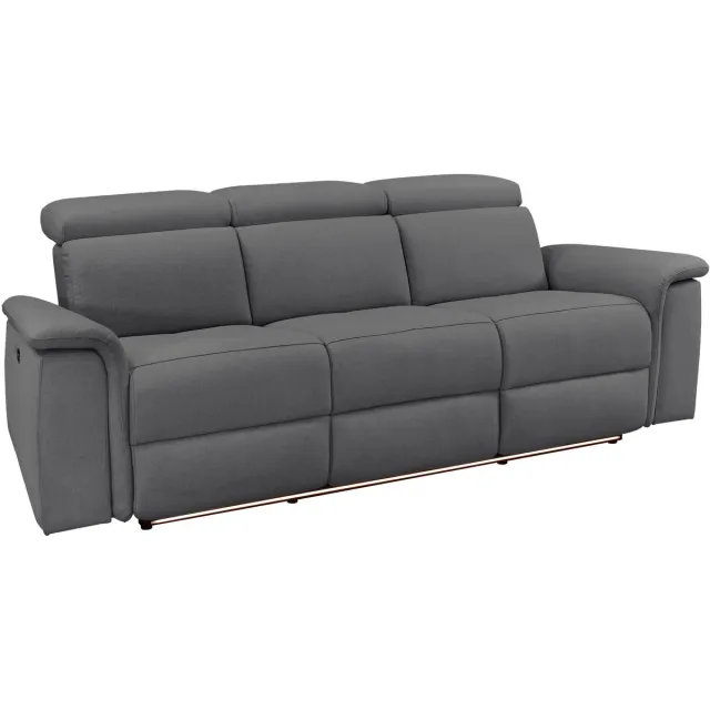 Notio Living Pareli-Bank 3-zits - Handmatige Relax - Antraciet Stof Grijs