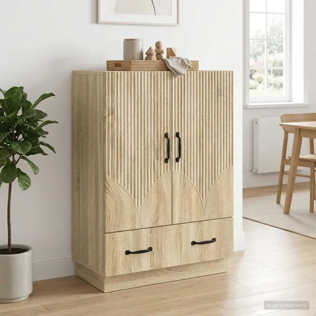 vidaXL Dressoir met lade Sonoma Eiken 66 x 34,5 x 92 cm Bewerkt hout Bruin