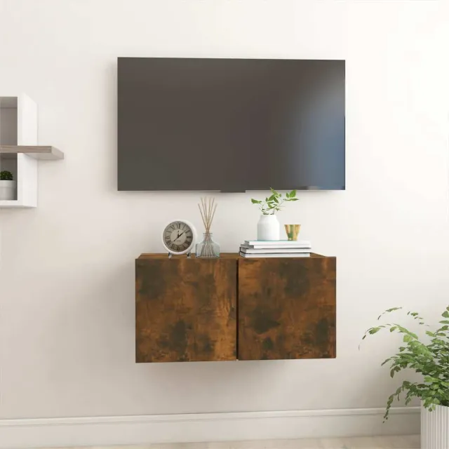 vidaXL Tv-meubel hangend 60x30x30 cm bewerkt hout gerookt eikenkleurig, foto 2