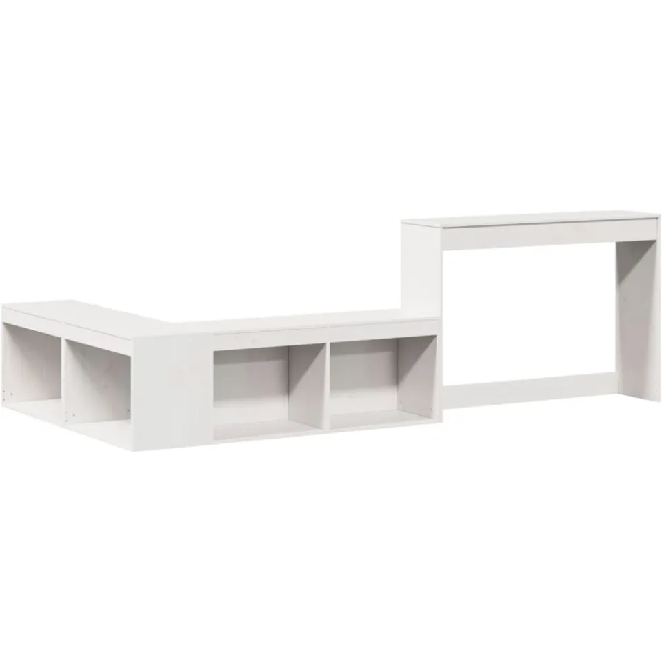 vidaXL Nachtkastje met bureau wit 232x122x75 cm massief grenenhout