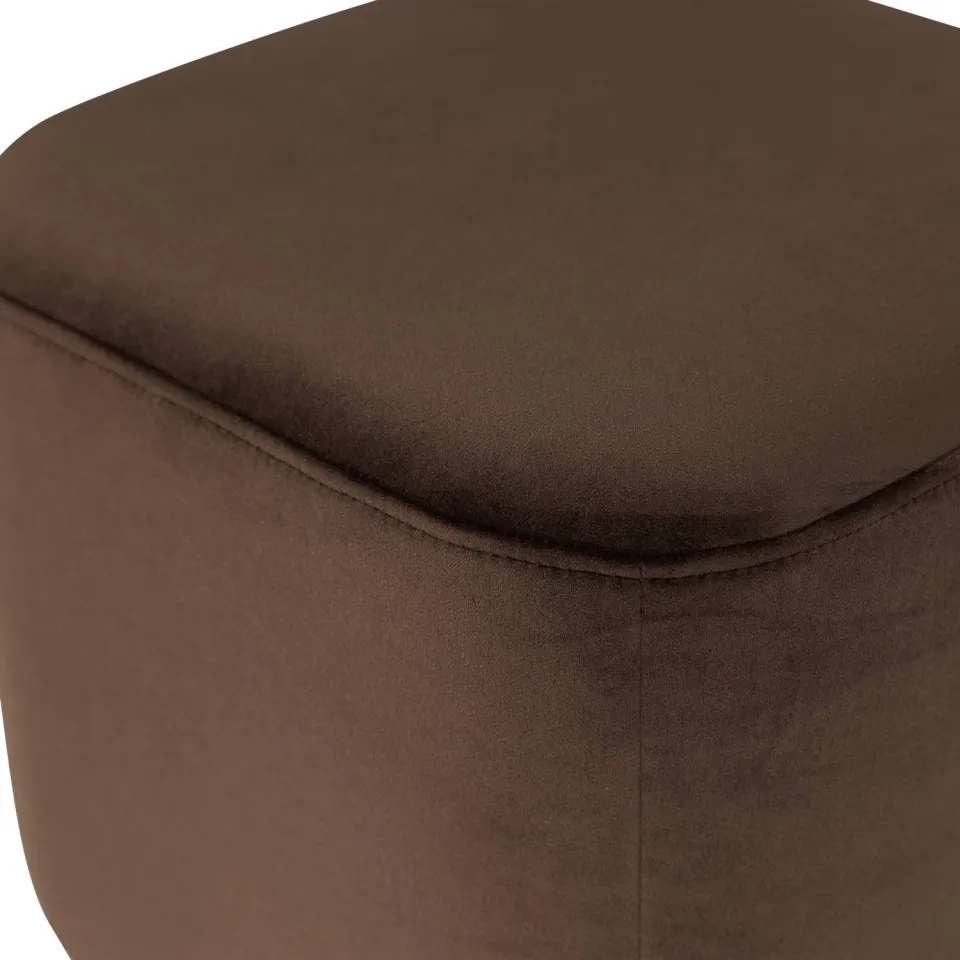 WOOOD Valen Poef - Velvet - Bruin - 42x40x40, foto 5