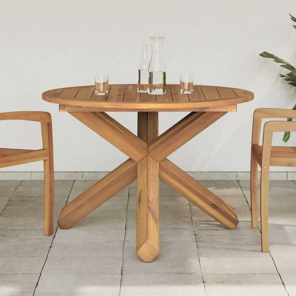 vidaXL Tuintafel Ø109x74 cm massief teakhout bruin, foto 2