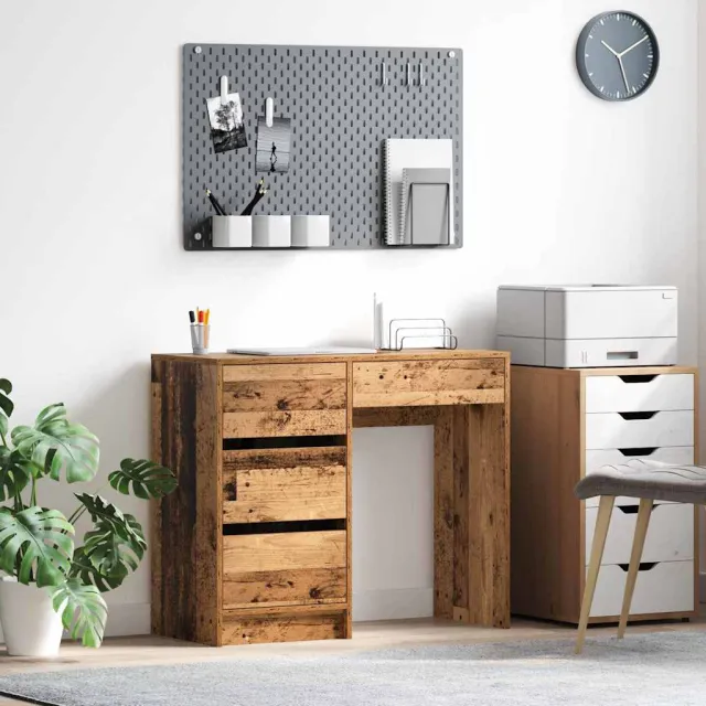vidaXL Bureau Oud Hout 90 x 37,5 x 75 cm Bewerkt hout Bruin