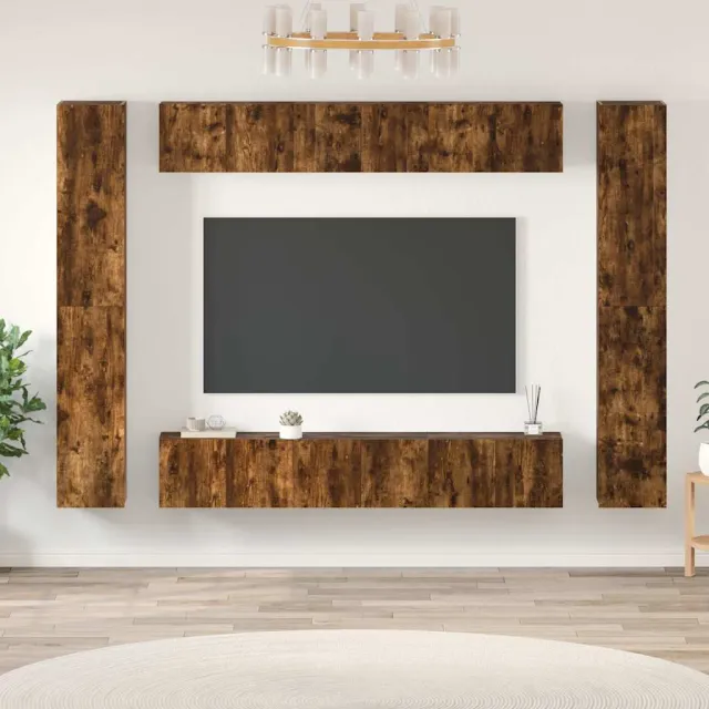 vidaXL 10-delige Tv-meubelset bewerkt hout gerookt eikenkleurig Bruin