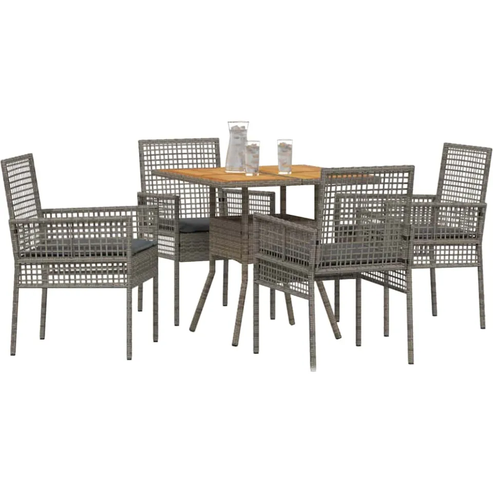 vidaXL Tuin eettafelset 5 st Grijs poly rattan, foto 2
