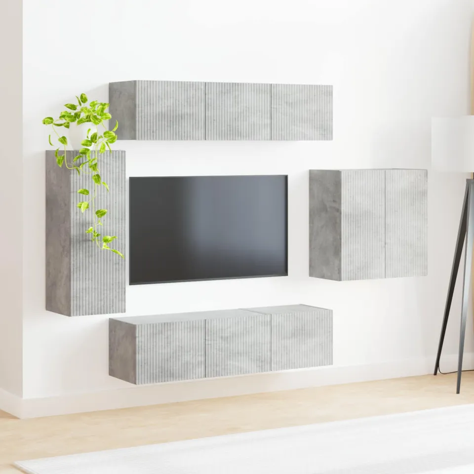 vidaXL TV Wandkast Set 6 st Beton Grijs, foto 3
