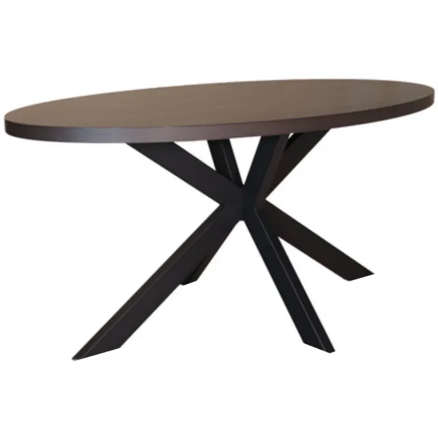 Lizzely Garden & Living Eettafel Tommy ovaal 160cm donker walnoot melamine ovale tafel Eiken zwart