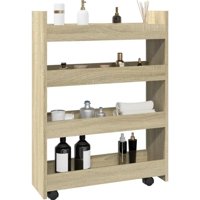 vidaXL Opbergtrolley smal 4-laags bewerkt hout sonoma eikenkleurig Bruin