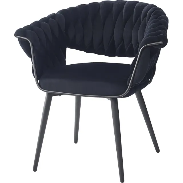 HTfurniture Helen stitching chair-Black color-with black legs