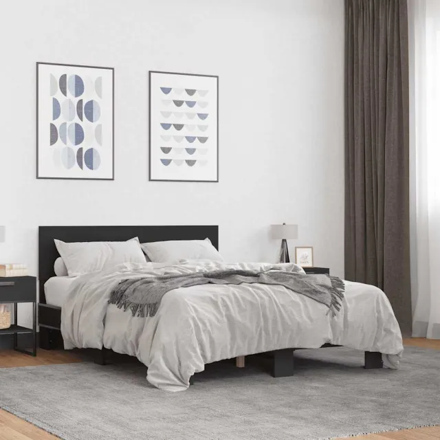 vidaXL Bedframe bewerkt hout metaal zwart 120x200 cm