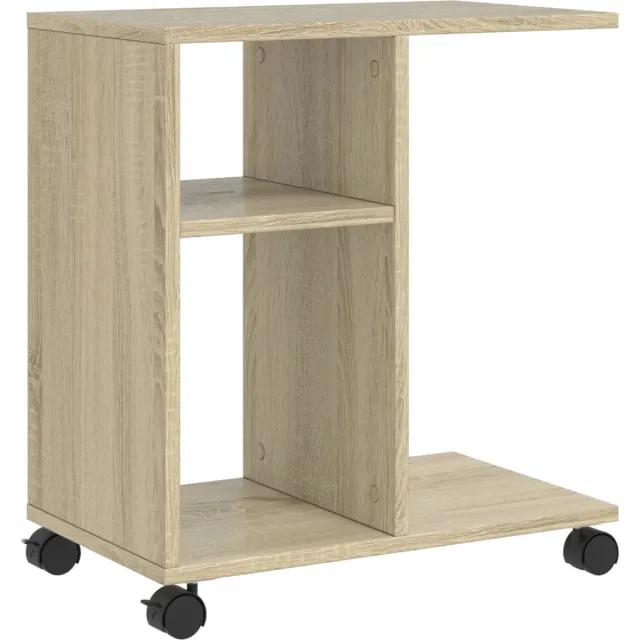 vidaXL Bijzettafel - met - wieltjes - 50x30x55 - cm - hout - sonoma - eikenkleurig sonoma eiken