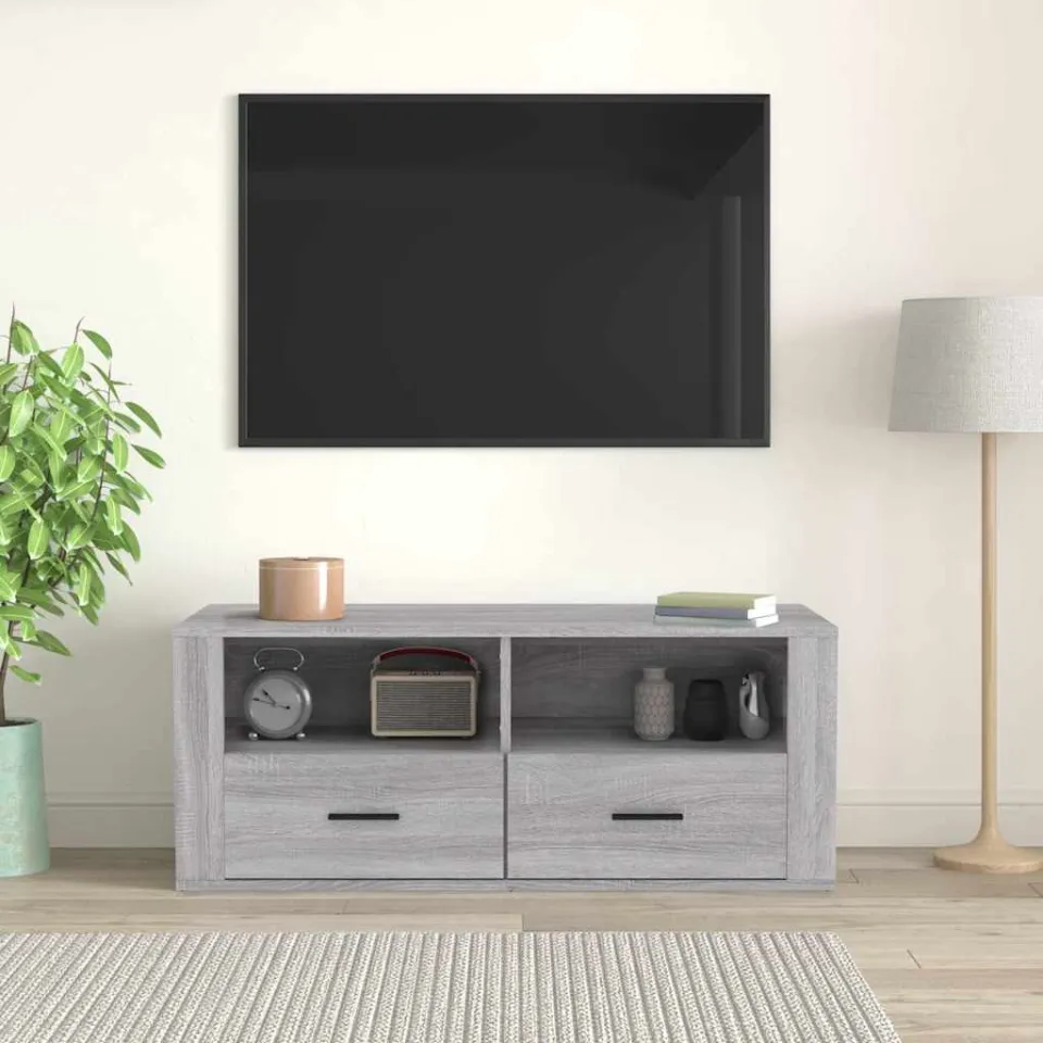 vidaXL Tv-meubel 100x35x40 cm bewerkt hout grijs sonoma eikenkleurig, foto 3