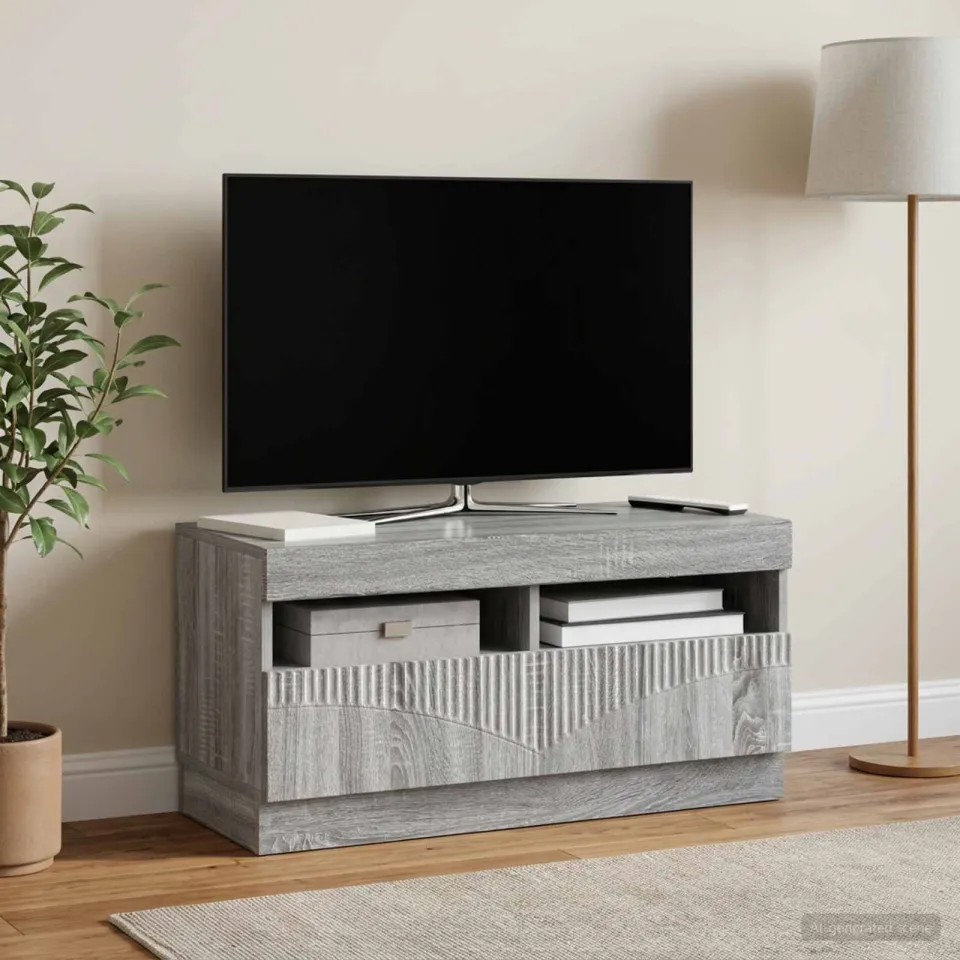 vidaXL LED tv-meubel Grijs Sonoma Bewerkt hout, foto 4
