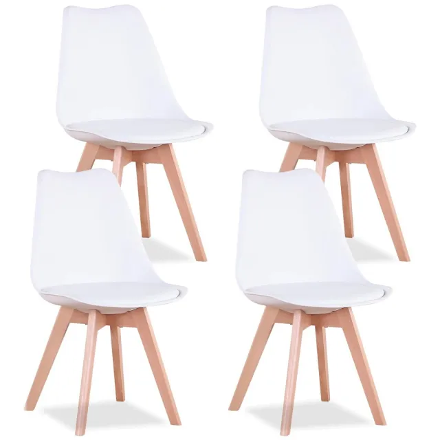 Marqs Eetkamerstoelen set van 4 Wit - Stoel - Stoelen - Modern en stijlvol - Antislip - Stevig - Onderhoudsvriendelijk - 82x55x48cm
