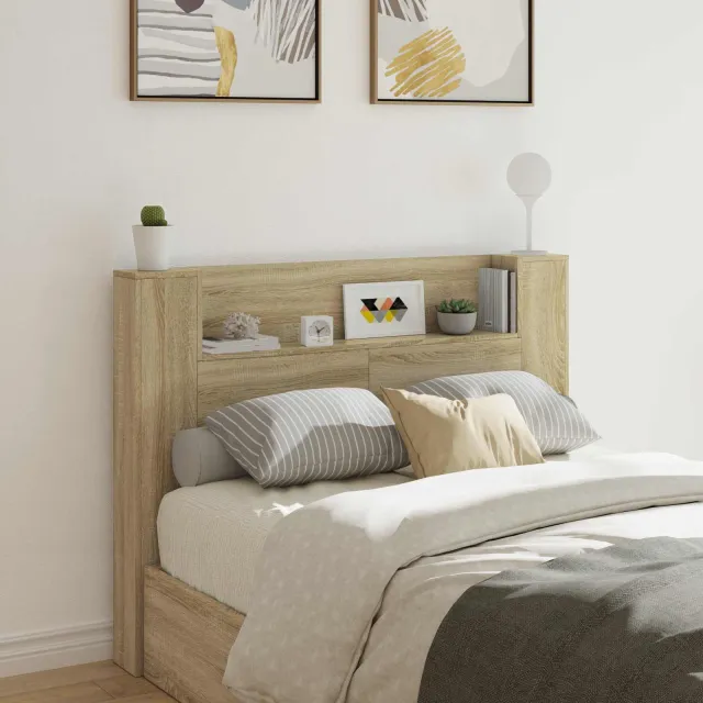 vidaXL Hoofdbord Kast met LED Sonoma Eiken Bewerkt hout Tan