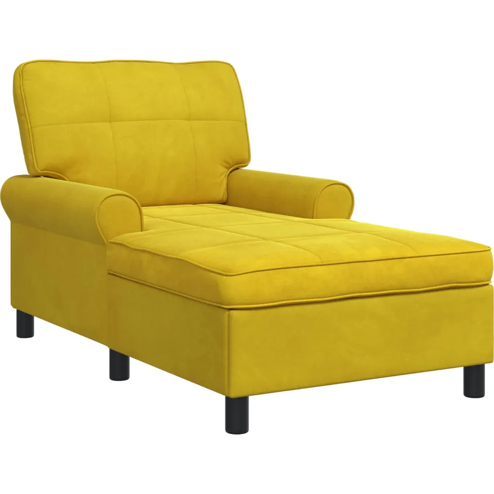 vidaXL Chaise Lounge met kussen Geel 91 x 157 x 91 cm Fluweel, foto 4