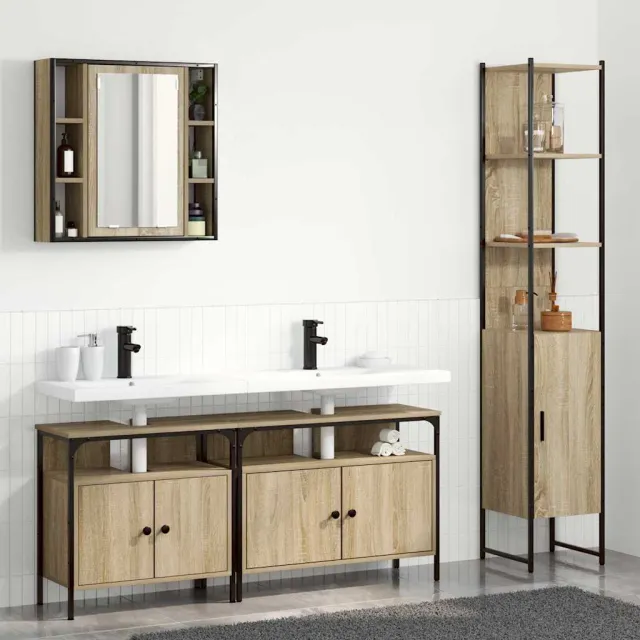 vidaXL Badkamermeubelset 4 st Sonoma Eiken 33 x 33 x 185,5 cm Bruin