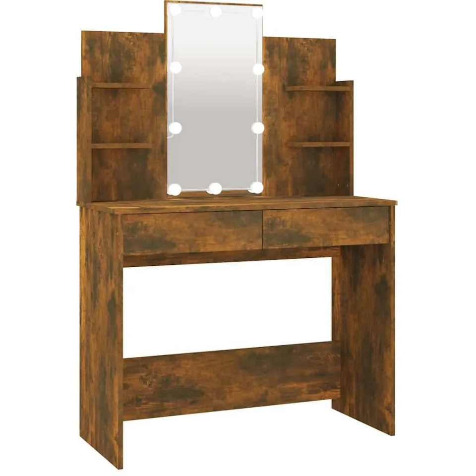 vidaXL Kaptafel met LED-verlichting 96x40x142 cm gerookt eikenkleur Bruin