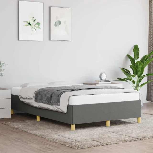 vidaXL Bedframe zonder matras 120x190 cm stof donkergrijs grijs
