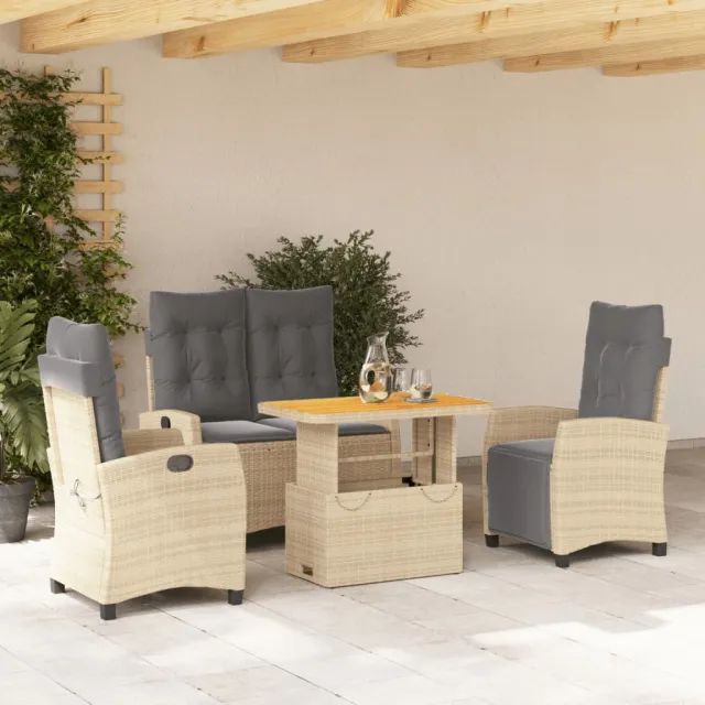 vidaXL 4-delige Tuinset met kussens poly rattan beige, foto 2
