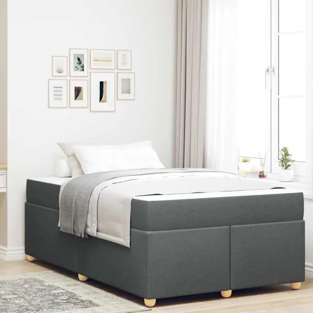 vidaXL Bedframe met matras Donkergrijs 120 x 190 cm Stof