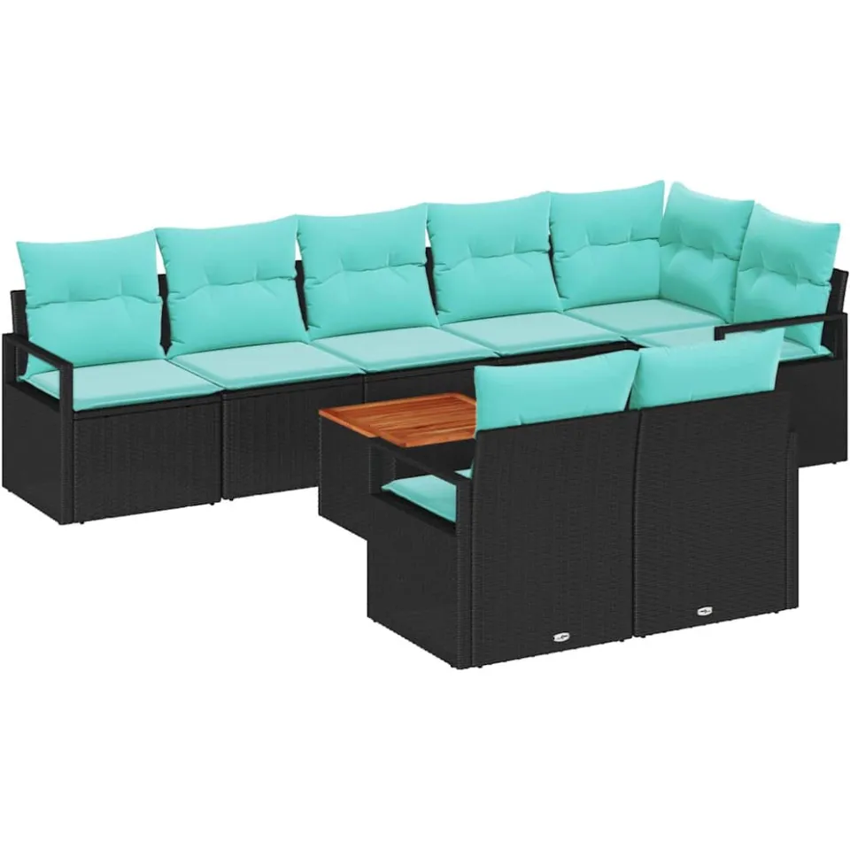 vidaXL Tuinbankenset 9 st Zwart poly rattan