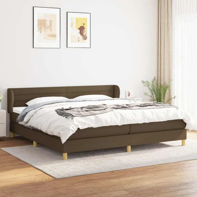 vidaXL Boxspring met matras stof donkerbruin 200x200 cm bruin