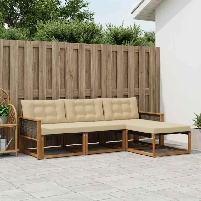 vidaXL Buiten bankenset 4 st 4-zits Natuurlijk en Beige