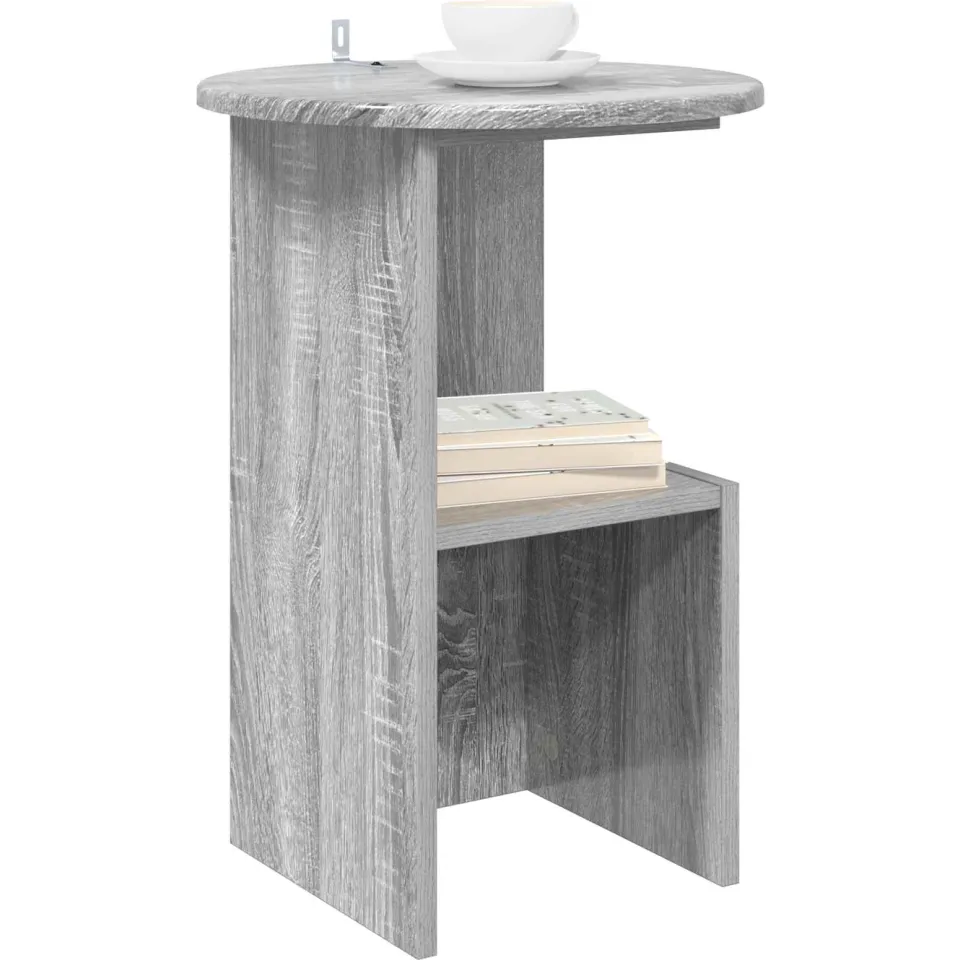 vidaXL Bijzettafel Grijs sonoma Ø 39,5 x 55 cm Bewerkt hout