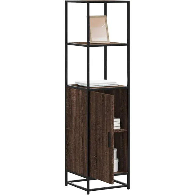 vidaXL Hoge kast 35,5x35x139 cm bewerkt hout en metaal bruin eiken
