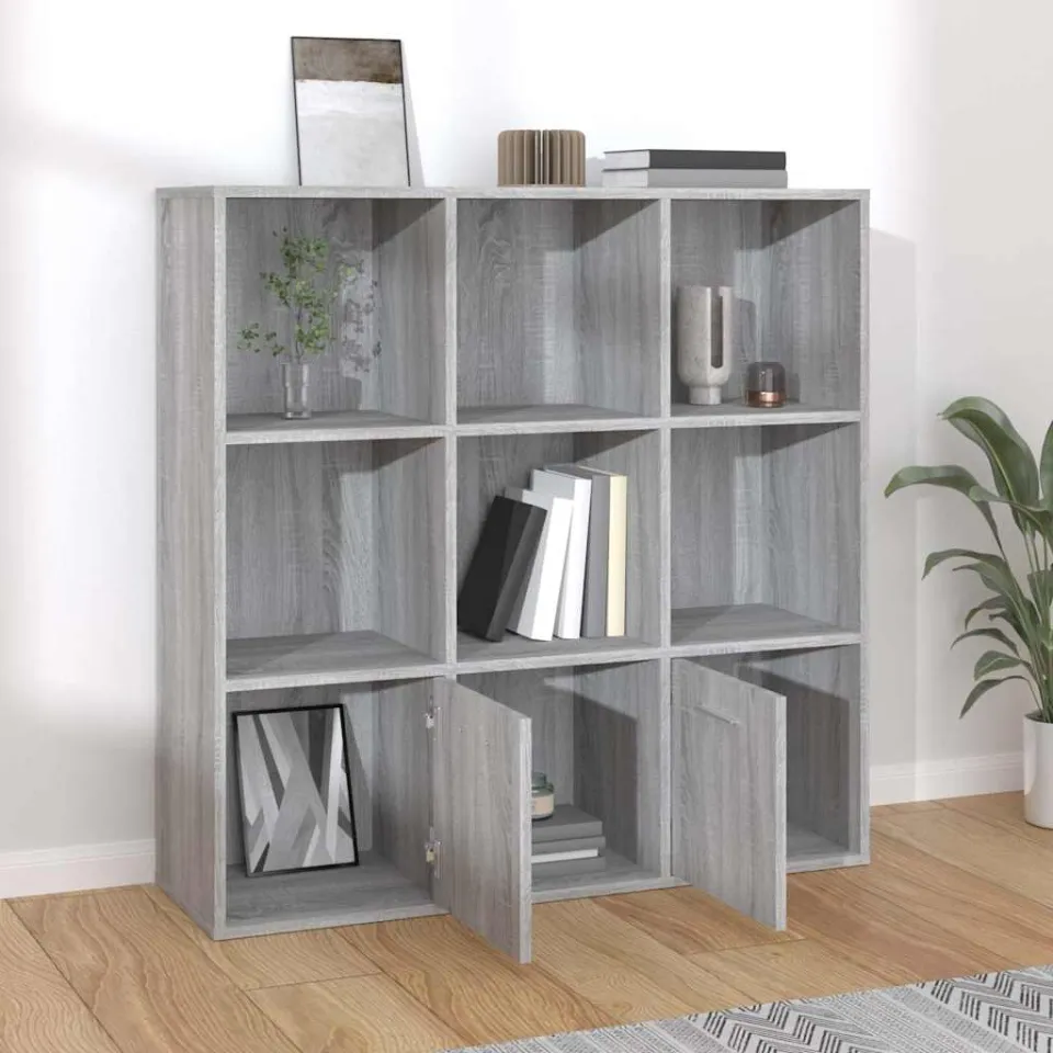 vidaXL Boekenkast 98x30x98 cm grijs sonoma eikenkleurig, foto 2