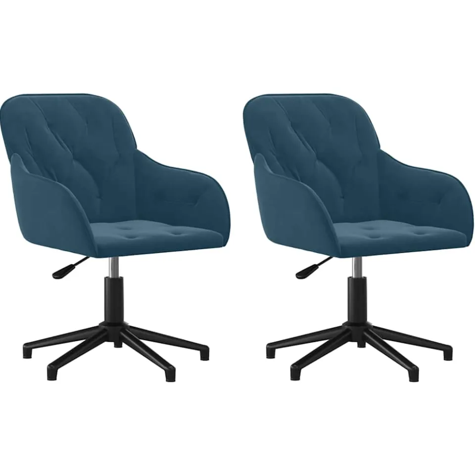 vidaXL Eetkamerstoelen draaibaar 2 st fluweel blauw, foto 3