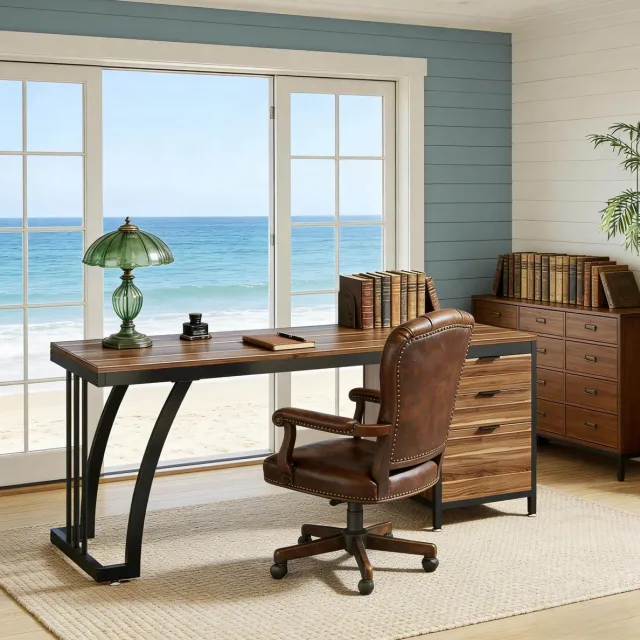 MODFU Bureau - Walnoot - Metaal - Hout - Lades Walnut