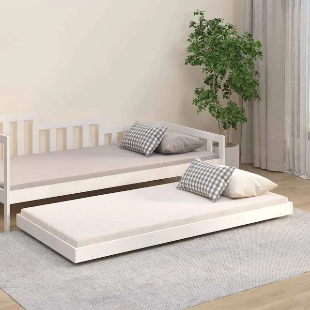 vidaXL Bedframe zonder matras massief grenenhout wit 75x190 cm