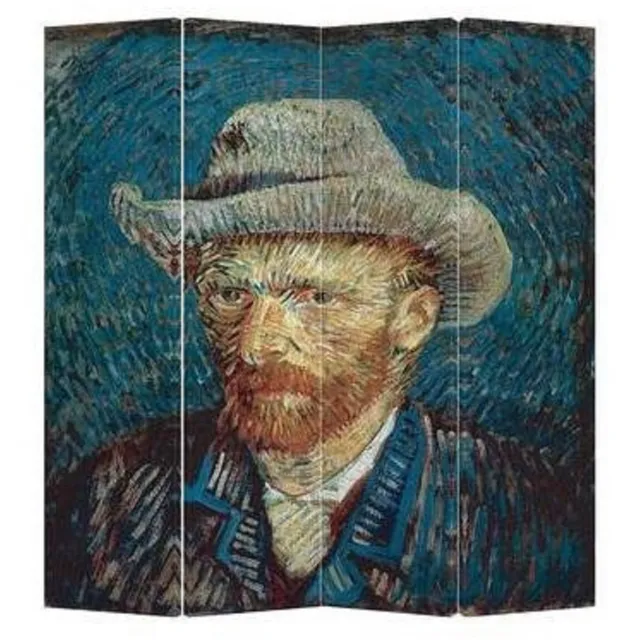 Fine Asianliving Kamerscherm Scheidingswand B160xH180cm 4 Panelen Van Gogh Portret Blauw, Multicolour