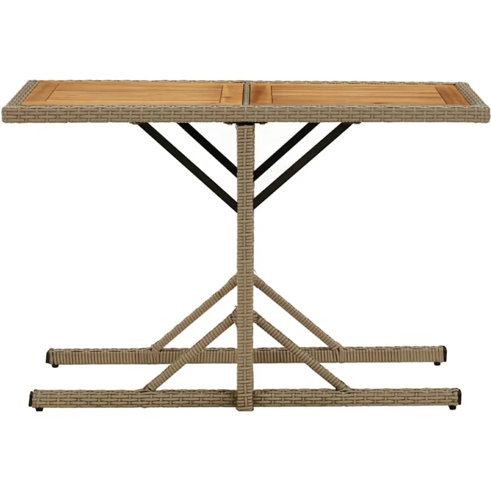 vidaXL Tuintafel massief acaciahout en poly rattan beige, foto 2