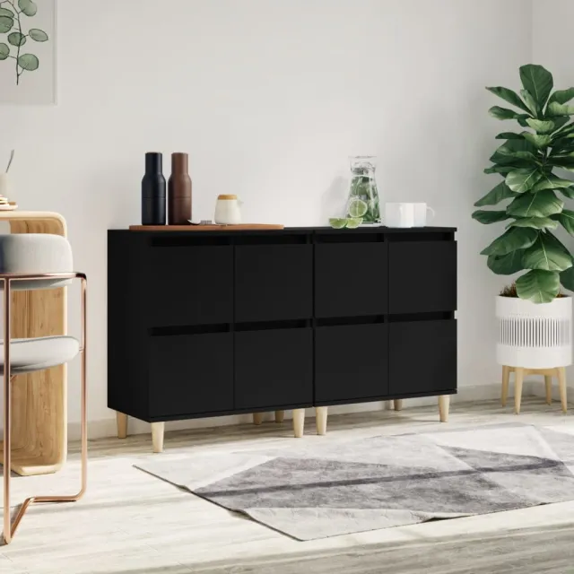 vidaXL Dressoirs 2 st 60x35x70 cm bewerkt hout zwart, foto 2